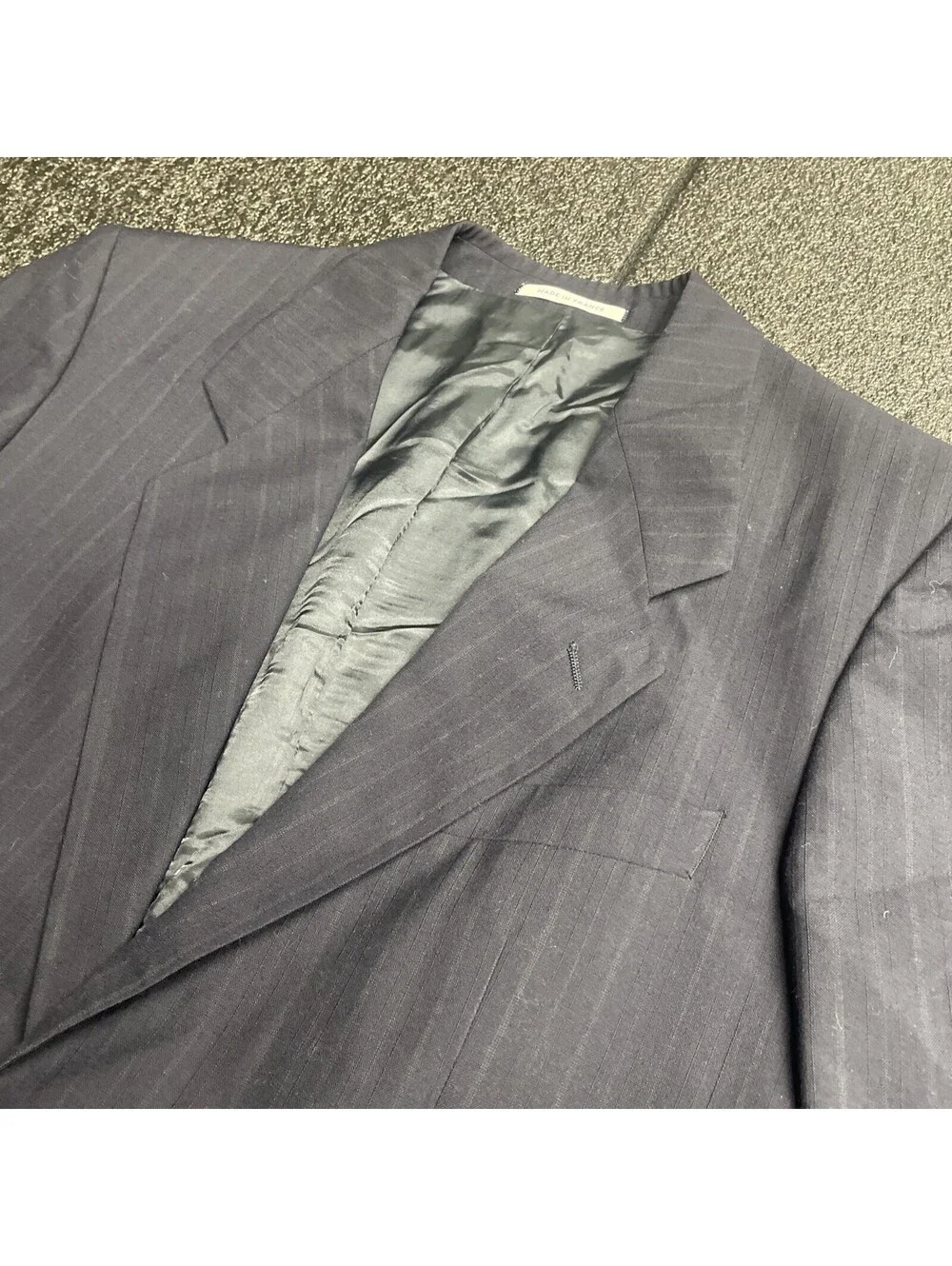 Yves Saint Laurent Vintage Wool Blazer Made in France Navy Pinstripe 38R